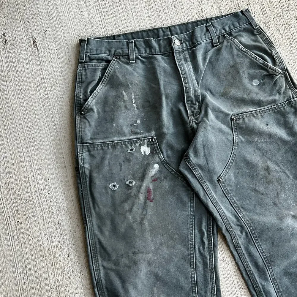 Carhartt green double knee work wear carpenter pants